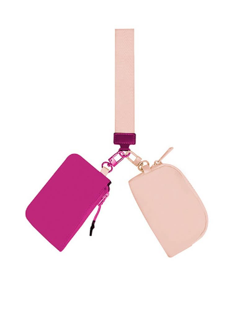 ,,,.0810 Dual Pouch Wristlet Keychain Wallet SI-26443: BLACK/GREY-169223 / OS