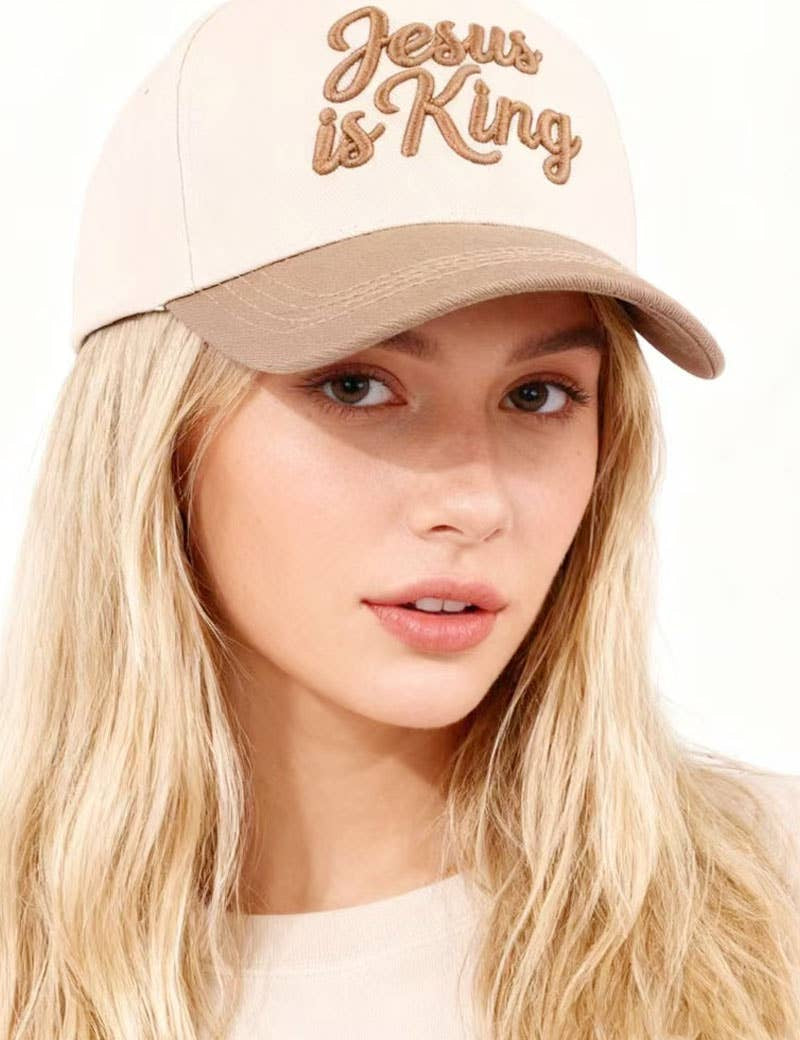 ,,, 1208 Jesus Is King Two Tone Cotton Hat SI-29165: COUGAR-192518 / OS