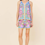Sleeveless Border Print Top: Sweet Pea / XS