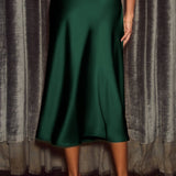 Solid color satin fashionable body-hugging skirt: BLACK / (XL) 1