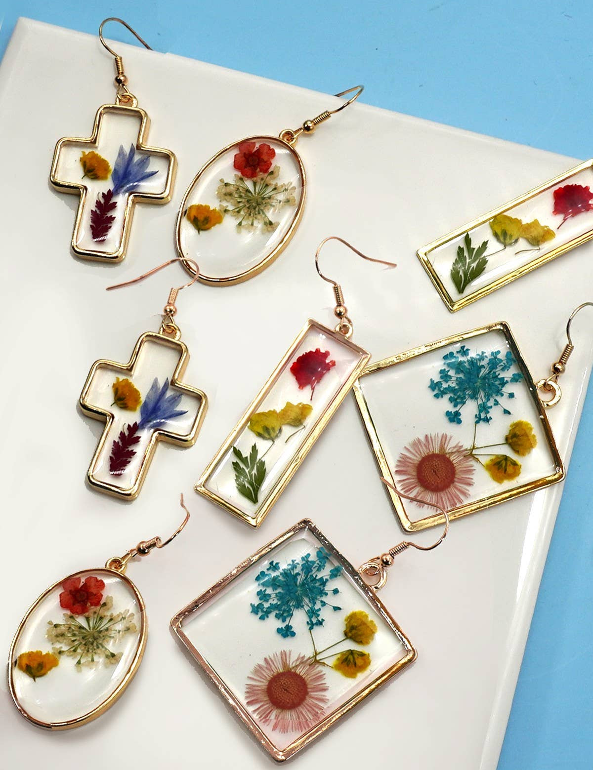 Vintage Dried Flower Earrings | 40E384: OVAL