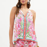 Sleeveless Border Print Top: Sweet Pea / S