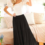 Maxi Tiered  Wide Leg Beach Palazzo Pants VP73052: Mocha / M