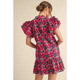 Floral print dress: YELLOW / L