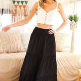 Maxi Tiered  Wide Leg Beach Palazzo Pants VP73052: Mocha / M