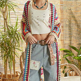 Long Sleeve Crochet Various Colors Cardigan: WHITE MULTI / Os