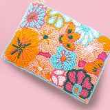 LONDON BUS FLOWER PARIS SEED BEAD COIN POUCH | 91CP1070: LONDON BUS 1070