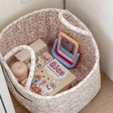 Boho Organizer Tote Floral Quilted Storage Basket