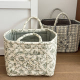 Boho Organizer Tote Floral Quilted Storage Basket