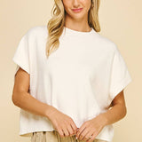 DROPPED SHOULDER SWEATER TOP Black / S