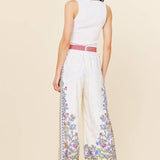 Border Print Wide Leg Pants: Yellow Multi / M