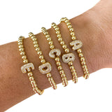 CZ Initial Bubble Bracelet : C