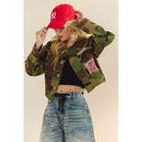 Camo Sequins Contrast Jacket: Camo Floral / M