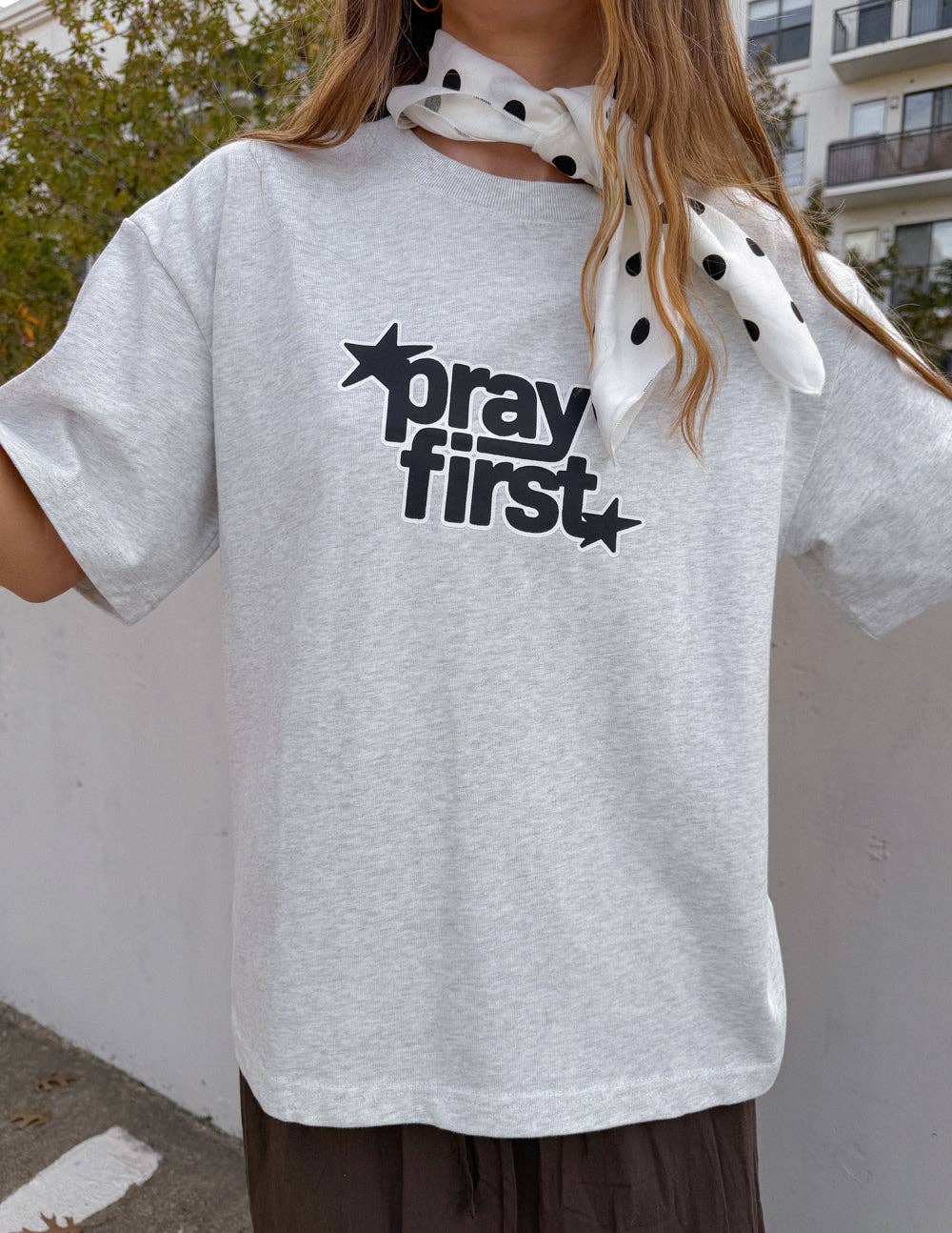 Pray First Heavyweight Tee: XS