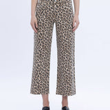 HIGH RISE ANIMAL PRINT CROP WIDE LEG JEANS T5894LPD: ANIMAL PRINT / 27