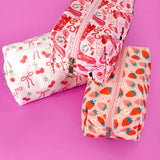 STRAWBERRY WESTERN BOW MAKEUP COSMETIC POUCH BAG | 40P544: WESTERN
