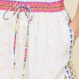 Border Print Wide Leg Pants: Yellow Multi / M