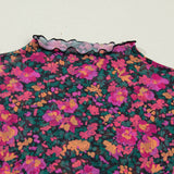 Spring Western Retro Floral Printed Mock Neck Mesh Top (S-4X: Multi-Colored / 1X
