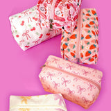 STRAWBERRY WESTERN BOW MAKEUP COSMETIC POUCH BAG | 40P544: BOW CHERRY