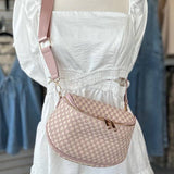 Birdie Saddle Checkered Crossbody Bag: Pink Checkered