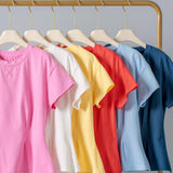 Pleated Waist Cotton Spandex Everyday Tee