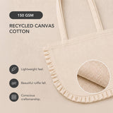 White Canvas Ruffle Tote | Tote Bags | Cotton Canvas Totes
