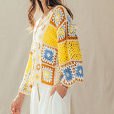 Granny Square Crochet Tie-Front Cardigan