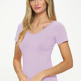 Seamless Reversible V-Neck Short Sleeve Top