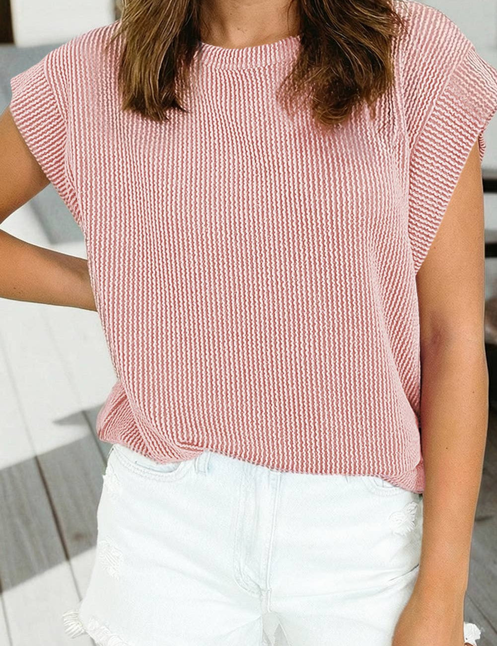 Spring 2026Twisted Rib Wide Sleeve Crew Neck T Shirt (S-2XL): Dark Khaki / M