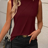 Sleeveless Knit Tank Top Women Loose Fit Solid Color: Black / 65%RAYON 35%POLYESTER / L