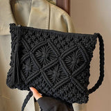 ',,,, SI-26259 Woven Bohemian Tassel Crochet Shoulder Bag: CAMEL-167827 / OS