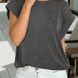 Spring 2026Twisted Rib Wide Sleeve Crew Neck T Shirt (S-2XL): Dark Khaki / S