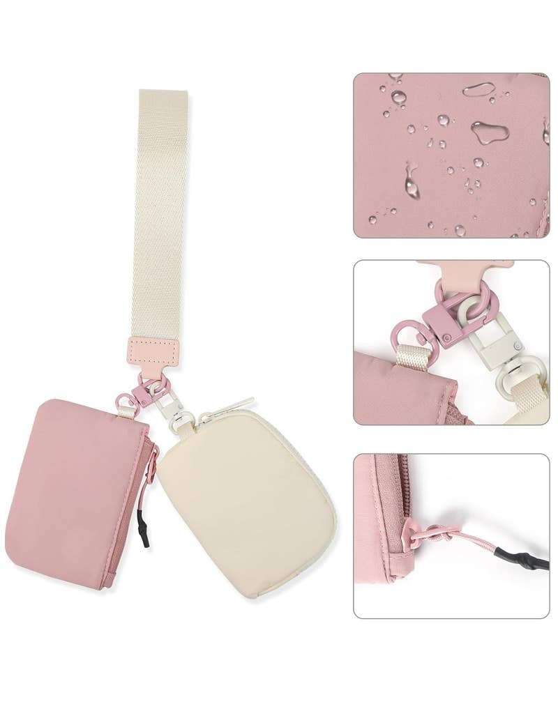 ,,,.0810 Dual Pouch Wristlet Keychain Wallet SI-26443: WHITE/MINT-169228 / OS