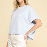 DROPPED SHOULDER SWEATER TOP BLUE / L