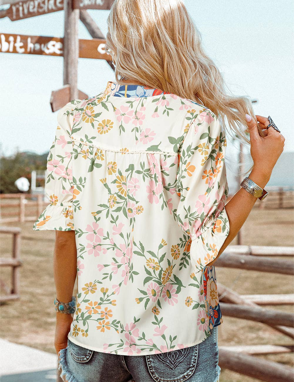 Fashion Crochet Boho Half & Long Sleeve Floral Blouse(S-4X): As shown / Missy / XL