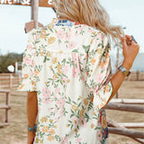 Fashion Crochet Boho Half & Long Sleeve Floral Blouse(S-4X): As shown / Missy / XL