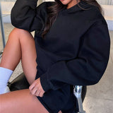 Basic pocket hoodie &  drawstring short set outfits