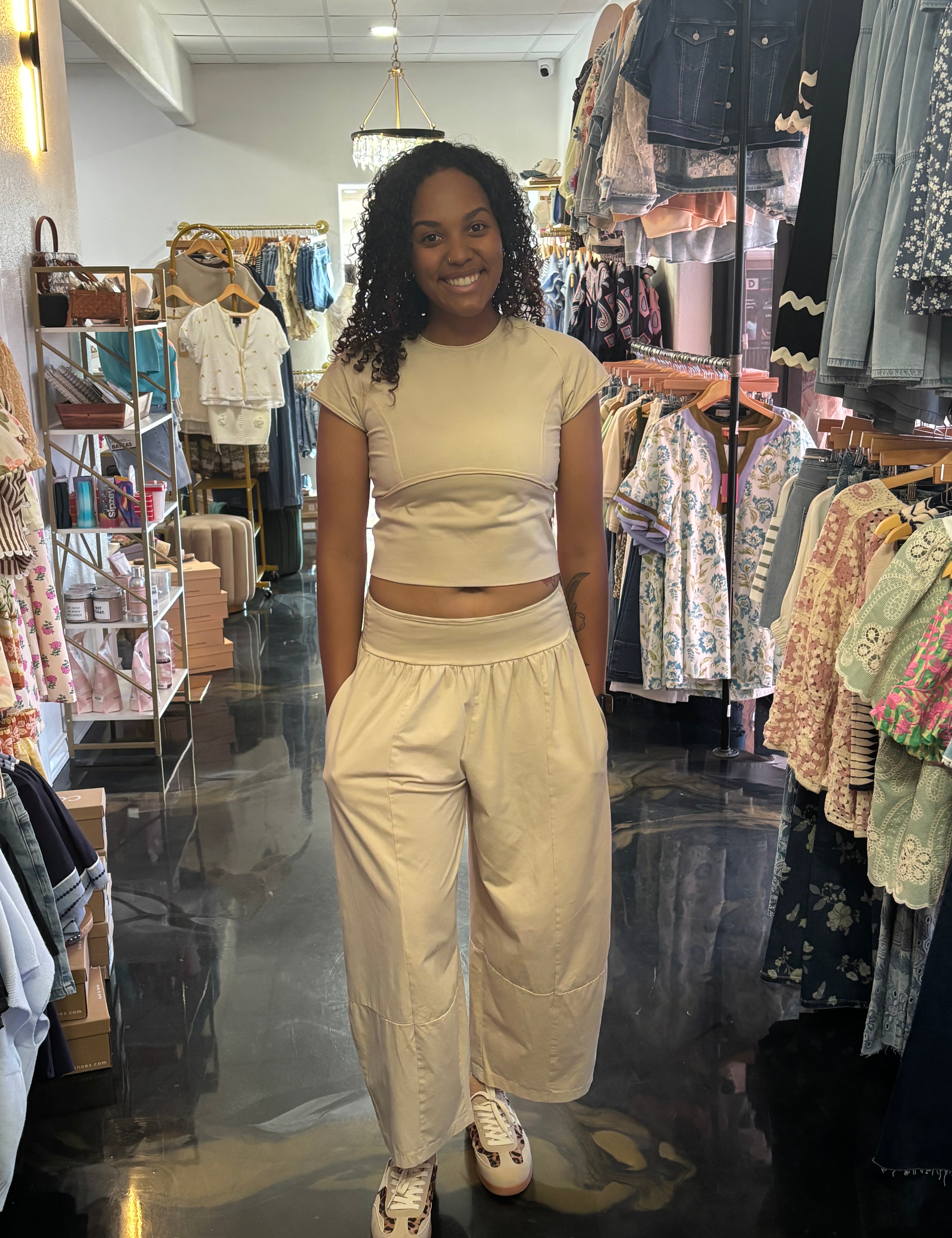 Mineral Washed Solid Cropped T Shirt