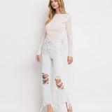 90'S VINTAGE SUPER HIGH RISE CROP FLARE JEANS V2471: NASHVILLE MOON / 30