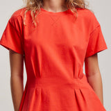 Pleated Waist Cotton Spandex Everyday Tee