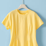 Pleated Waist Cotton Spandex Everyday Tee