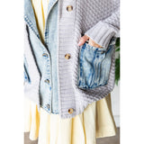 Knit Body Denim Layerd Jacket: Cream / Denim / S