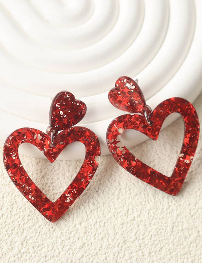 Valentine's Day Heart Shape Earrings ZK662: Multi / One Size