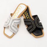 MARISA H-SHAPED UNIQUE ZIPPER LINE DESIGN SANDAL: CHAMPAGNE / 6.5