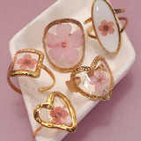 18K STAINLESS STEEL TARNISH FREE FLORAL RINGS | 40R104: OVAL APRICOT