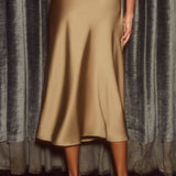 Solid color satin fashionable body-hugging skirt: BLACK / (M) 1