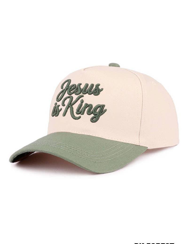 ,,, 1208 Jesus Is King Two Tone Cotton Hat SI-29165: LEOPARD-192519 / OS