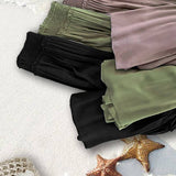 Maxi Tiered  Wide Leg Beach Palazzo Pants VP73052: Mocha / M