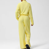 Women Casual Sporty Set: Half Zip Pullover + Wide Leg Pants