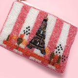 LONDON BUS FLOWER PARIS SEED BEAD COIN POUCH | 91CP1070: PARIS 1073